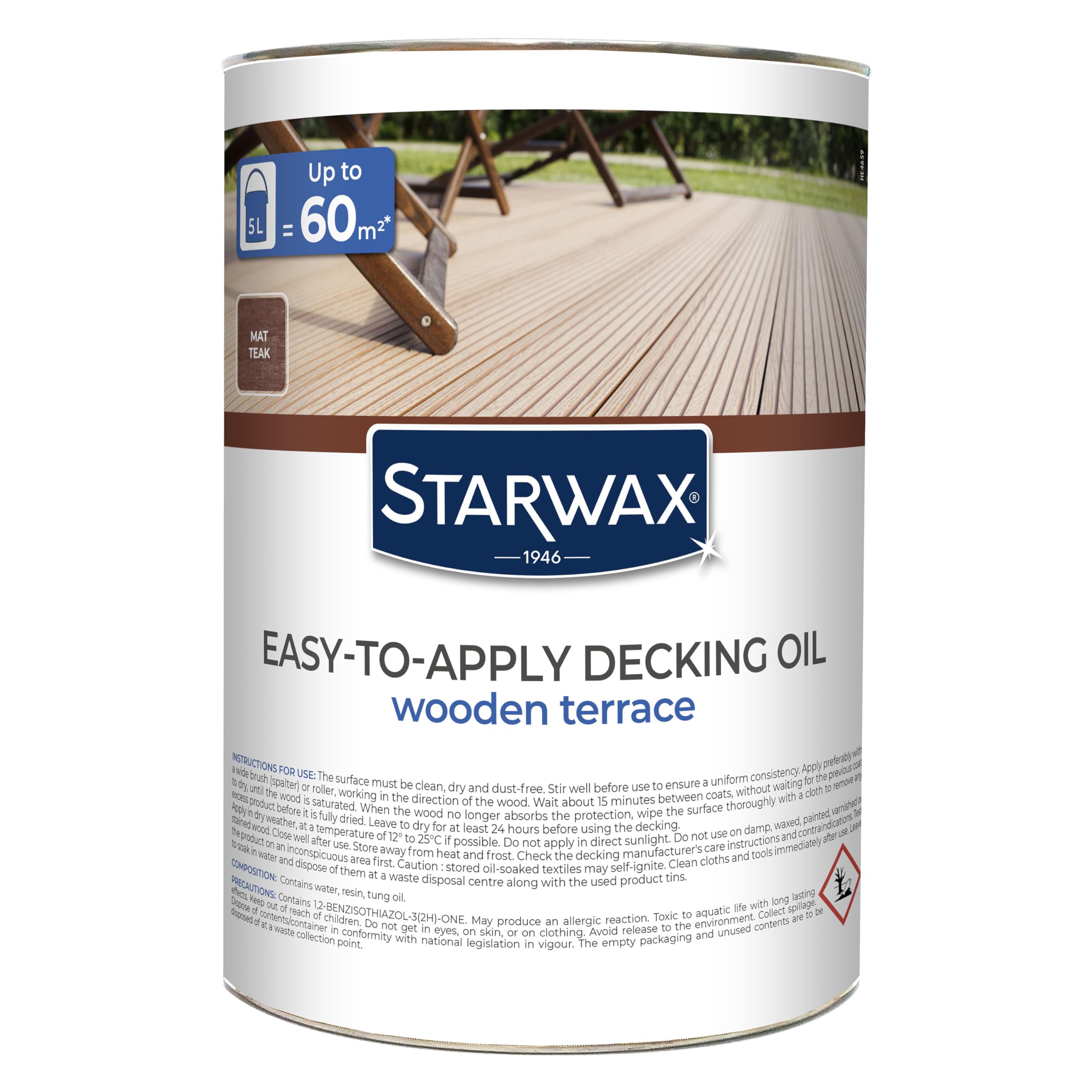 STARWAX Water-Based Penetrating Decking Oil 5L Teak