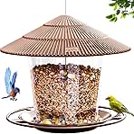 Bird Feeder Outdoor Hanging for Wild Bird Seed, Brown