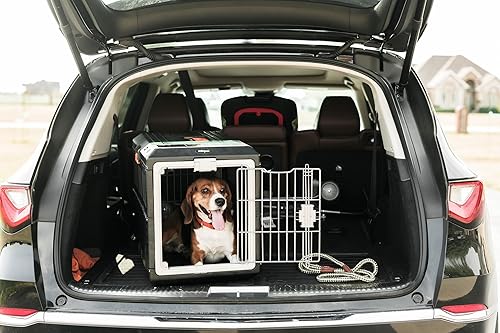 Miniatura 5 de Transportador de mascotas y jaula de 26 pulgadas de EE. UU., diseño plegable de alta calidad para gatos y perros medianos, perrera portátil para uso