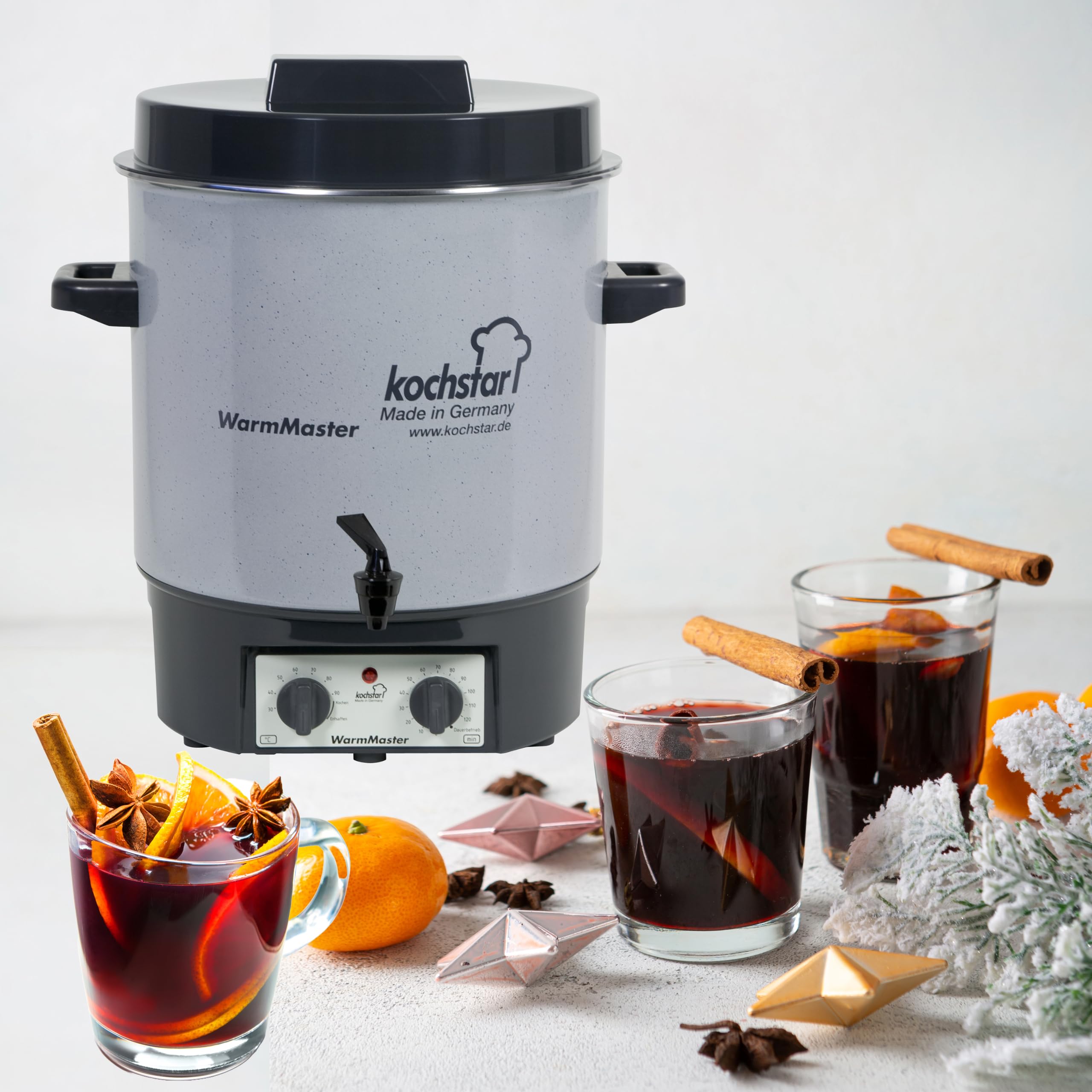 KOCHSTAR Sterilisator Emaille Thermo Wasserhahn Timer 27/29 l 45 x 42 x 29 cm Grau