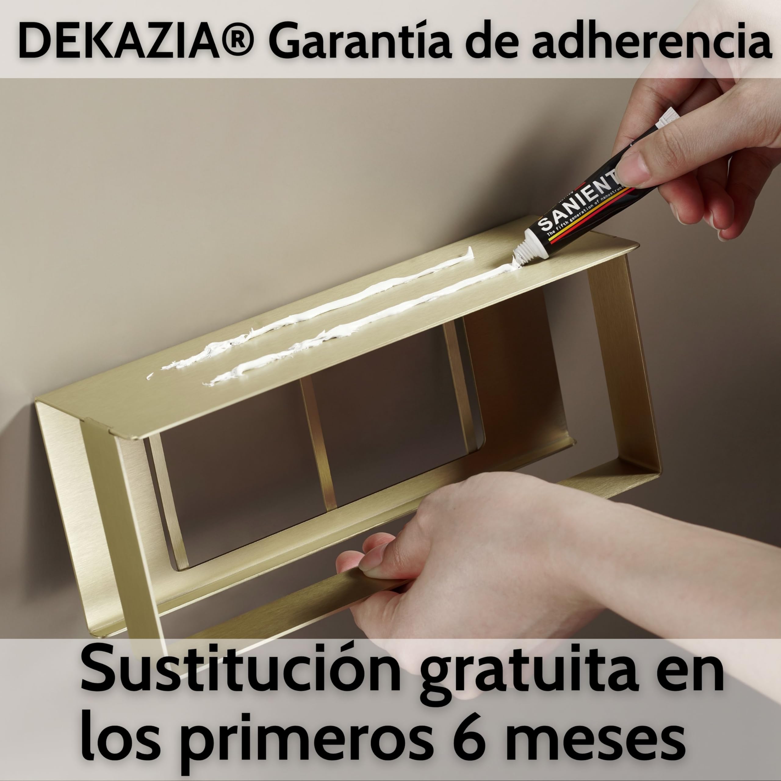 DEKAZIA® Estante de Ducha Dorado Sin Agujeros, Accesorio para Baño Sin Taladrar | portashampoo, estantes dorados, adhesivo, accesorios, acero inoxidable, estante
