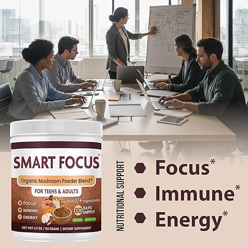 Miniatura 2 de Polvo orgánico de hongos  Melena de león, Reishi, Chaga  Suplemento de enfoque y apoyo de memoria  Suplementos cerebrales nootrópicos para claridad