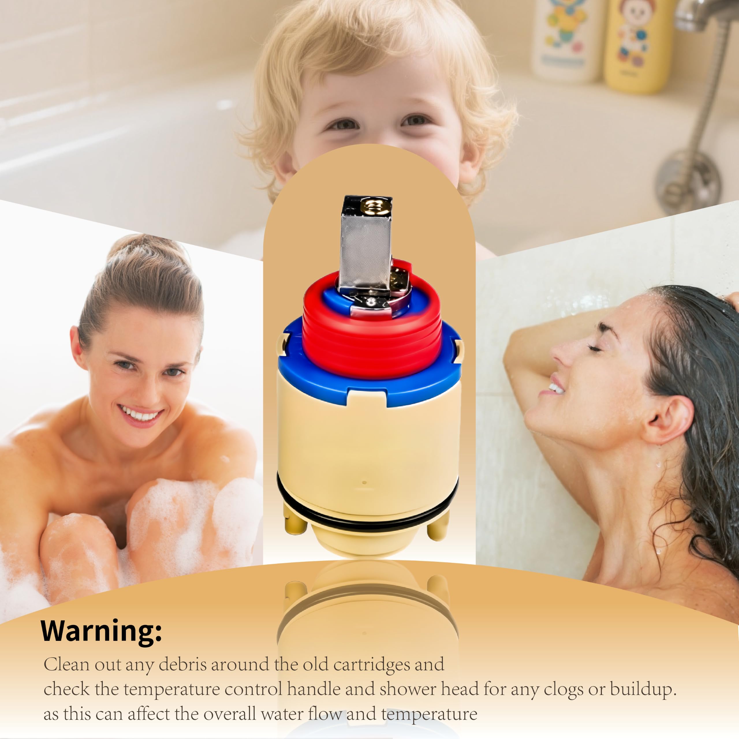 Cartucho de válvula de ducha de 40 mm, cartucho de grifo de equilibrio de presión de cerámica para bañera y ducha, ajuste universal para la mayoría de grifos de baño de un solo mango