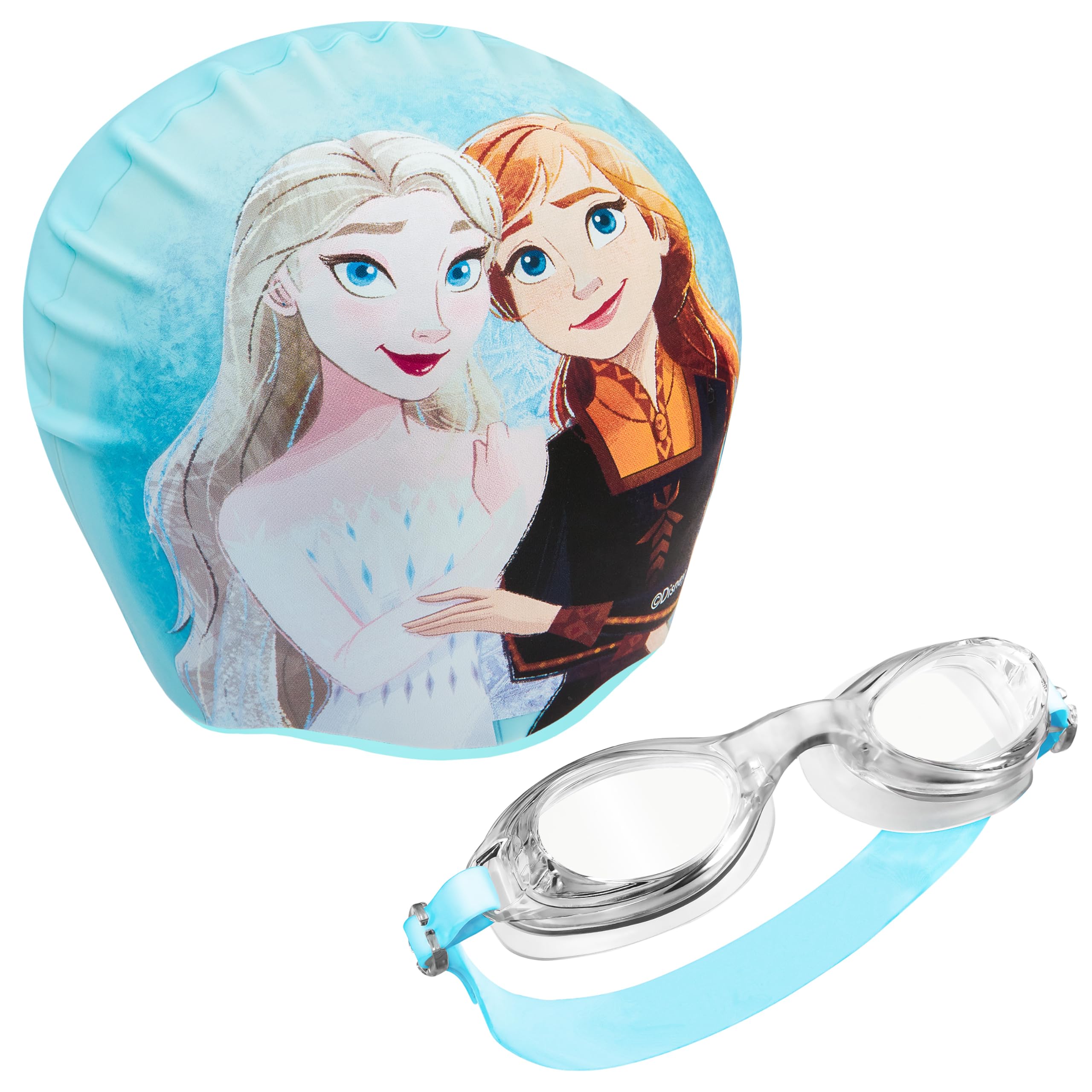 Disney Children's Swim Goggles and Swim Cap Set Anti-Fog UV Protection