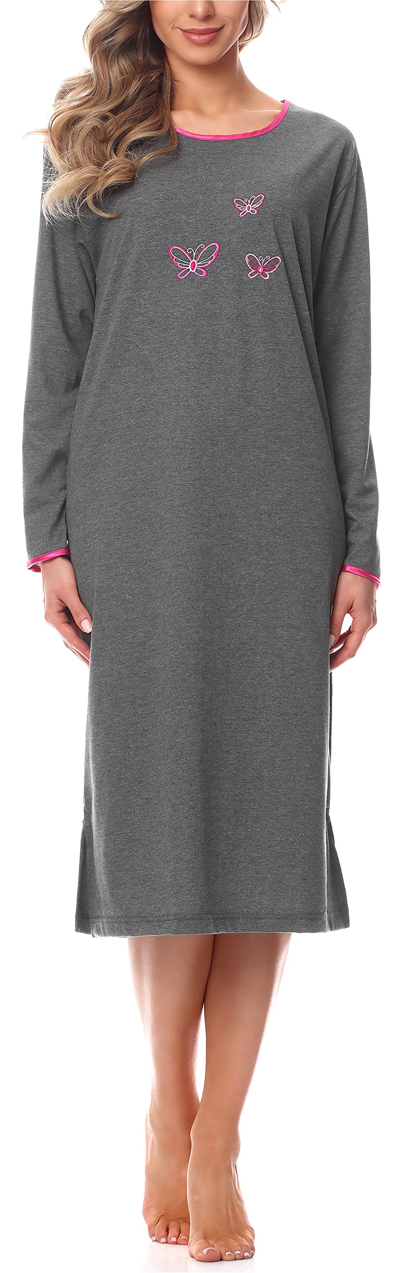 Merry Style Womens Long Sleeve Nightdress 91LW1 (Dark Melange (Long Sleeve), M)