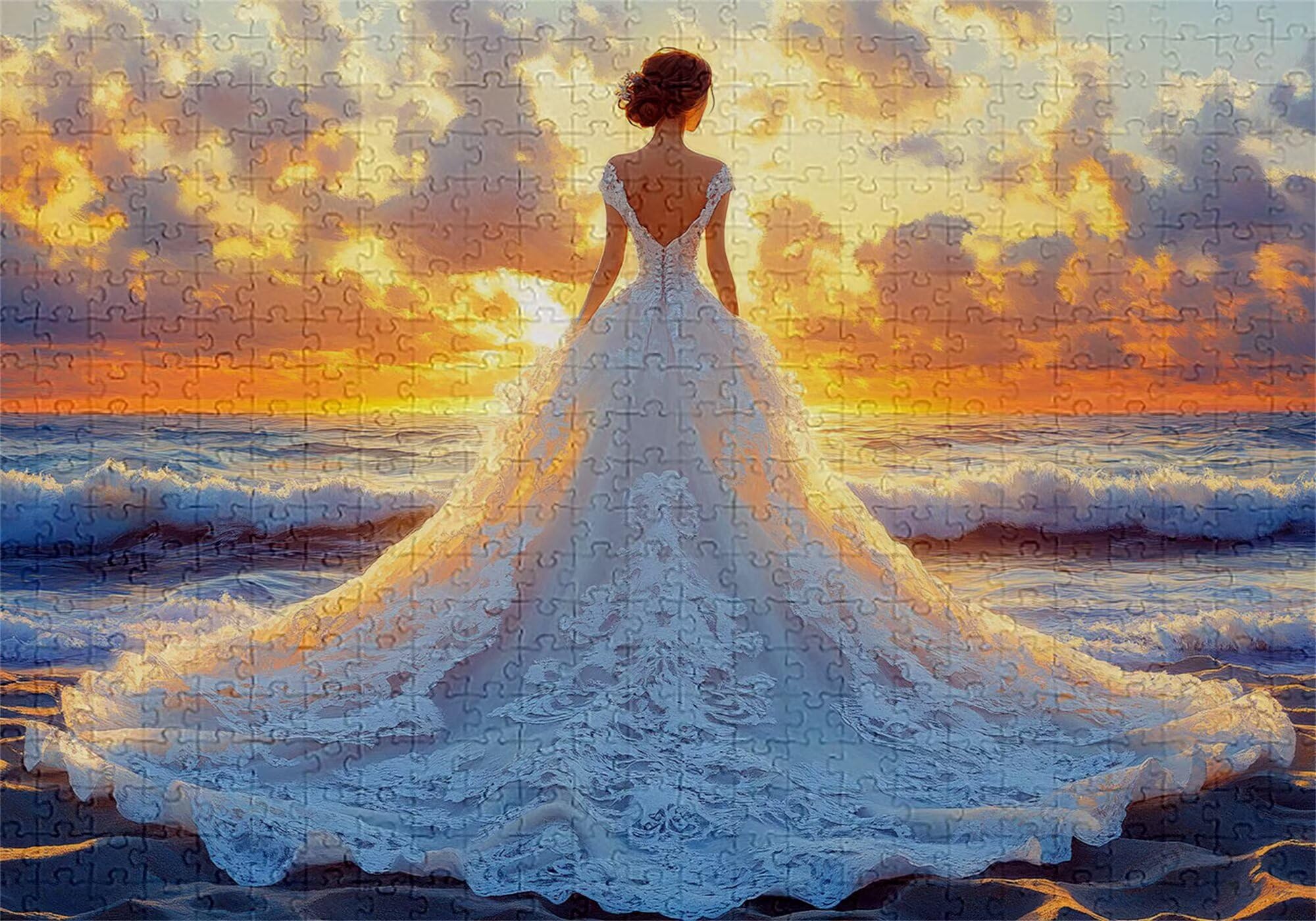 Puzzle 4000 sztuk puzzle plażowe dla dorosłych kobiet 141 x 87 cm unikalne rzemiosło klasyczne 3D drewniana układanka do rodzinnych gier aktywnych, układanka do samodzielnego wykonania nawet do