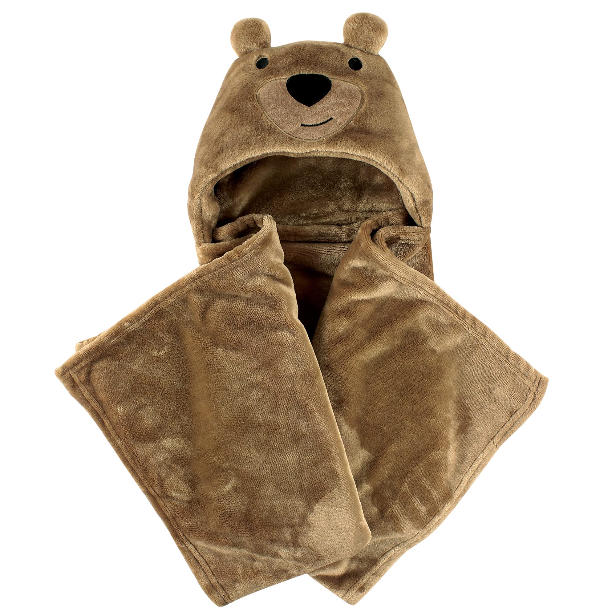Hudson Baby Unisex Baby and Toddler Hooded Animal Face Plush Blanket, Bear, One Size
