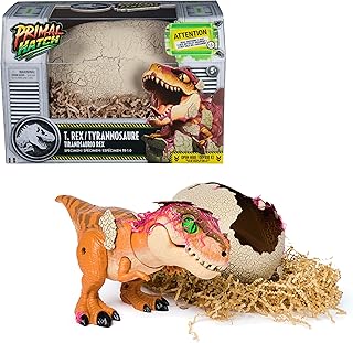 Primal Hatch, Jurassic World Interactive T-Rex in Egg, 100+ Sound Effects and Reactions, Toy for Children Aged 5+