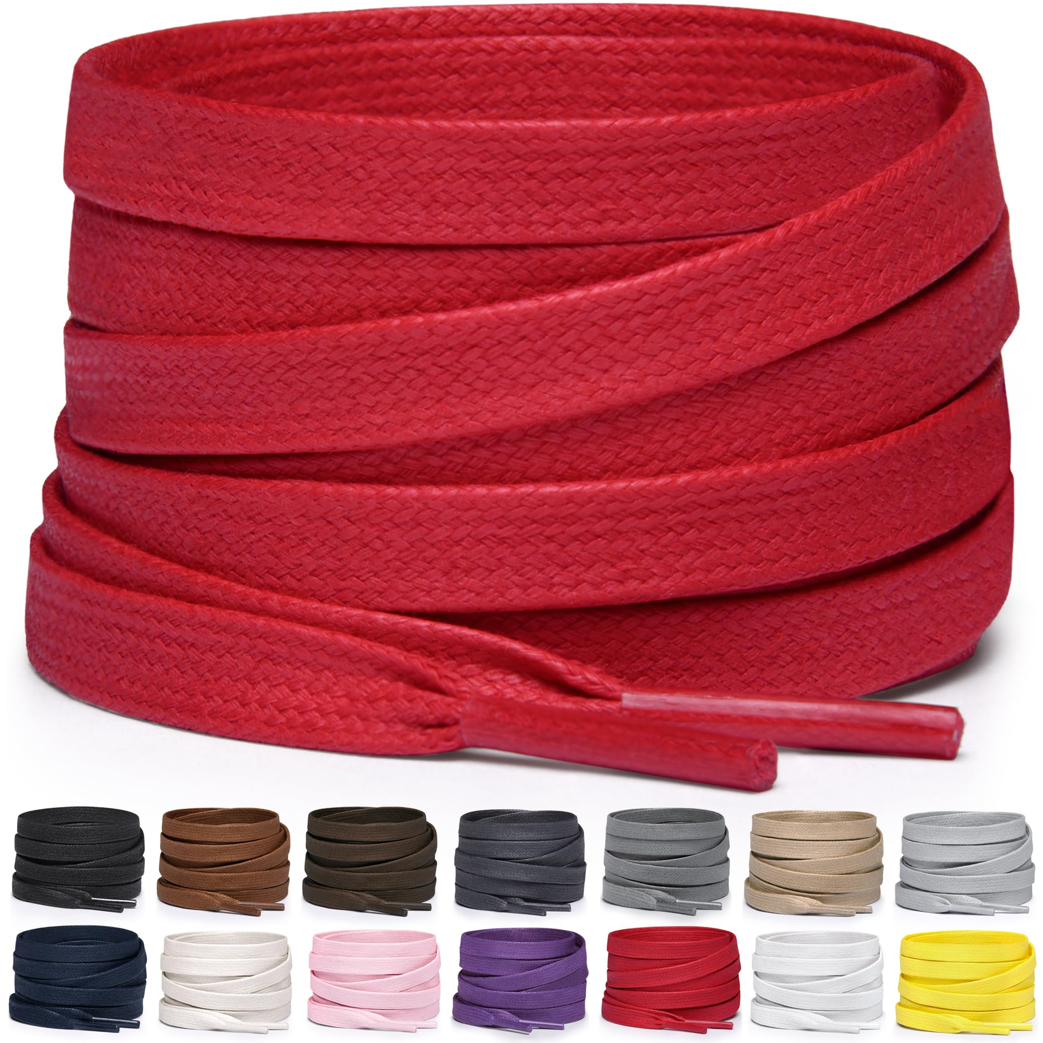 Miscly Flat Waxed Cotton Shoe Laces for Boots, Sneakers, and Shoes – Multiple Lengths and Colors Available