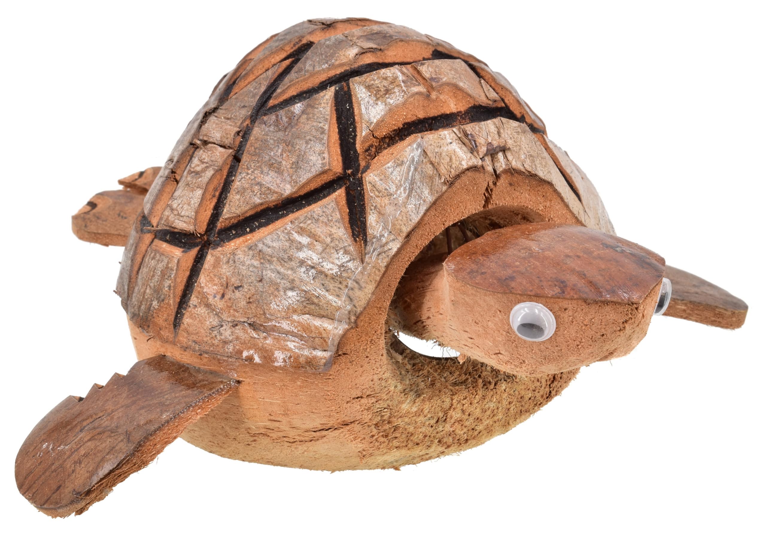 KandyToys Coconut Nodding Turtle, Handcrafted Coconut Shell Figurine, Natural Brown Decorative Ornament