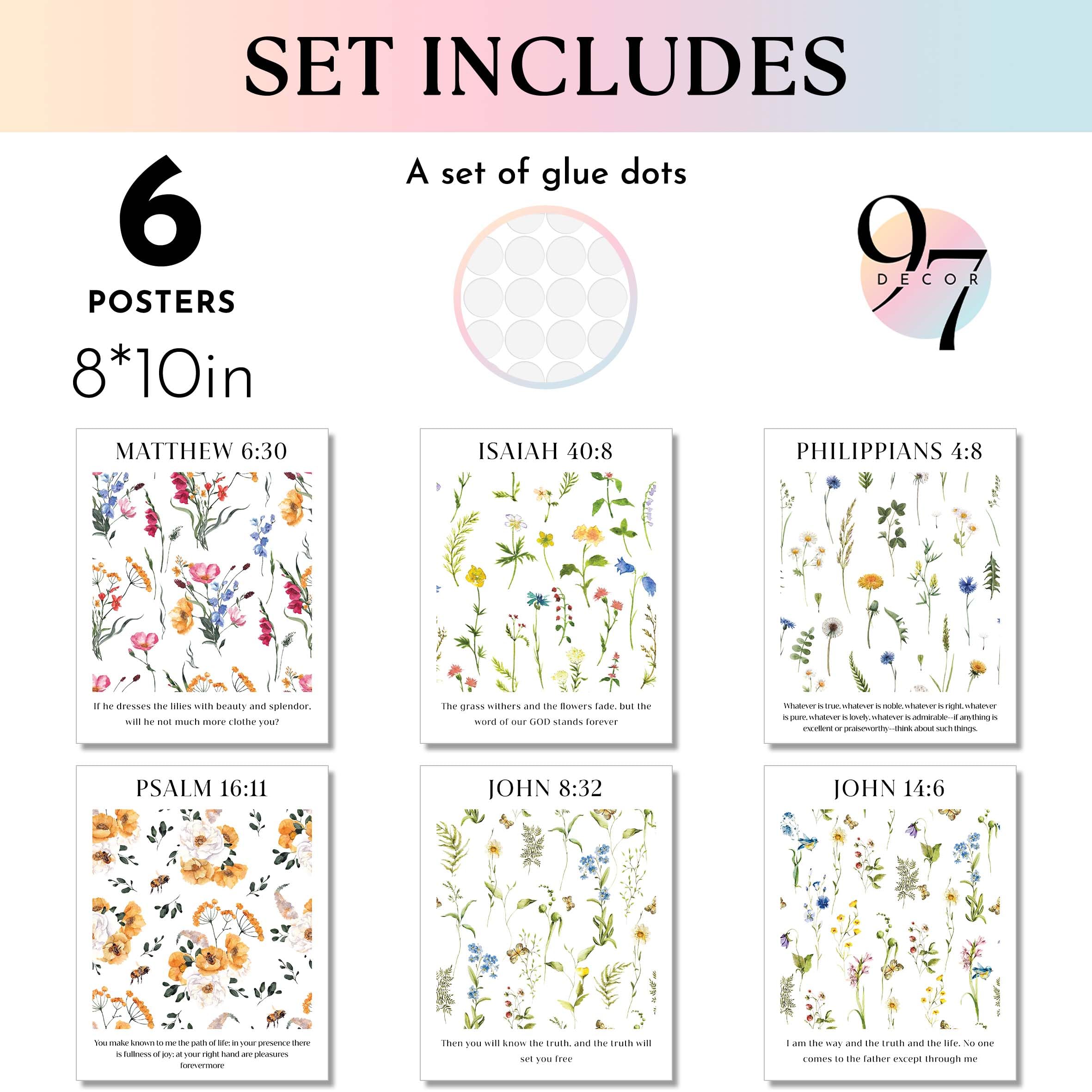 Amazon.com: 97 Decor Floral Christian Wall Art Prints - Floral Bible Verse  Poster, Flower Scripture Art Wall Decor, Minimalist Christian Pictures  Bible Verses Wall Decor for Home Bedroom (8x10 Unframed): Posters &