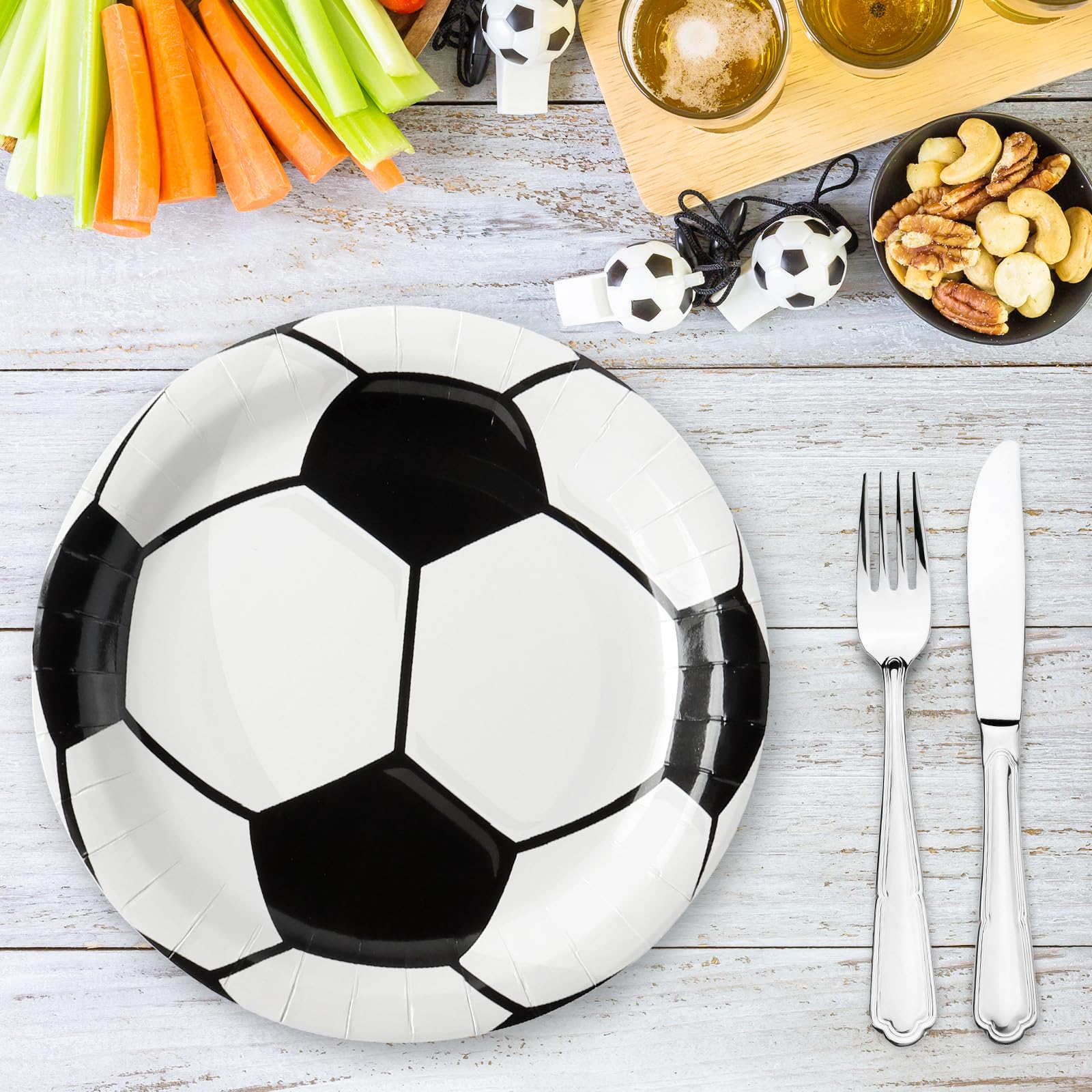 PARTY GO 16 Pcs 9" Paper Plates for Dinner and Dessert Football Disposable Plates Party Supplies Pack for Theme Soccer World Cup Decorations Serve 16 Guests - Image 4
