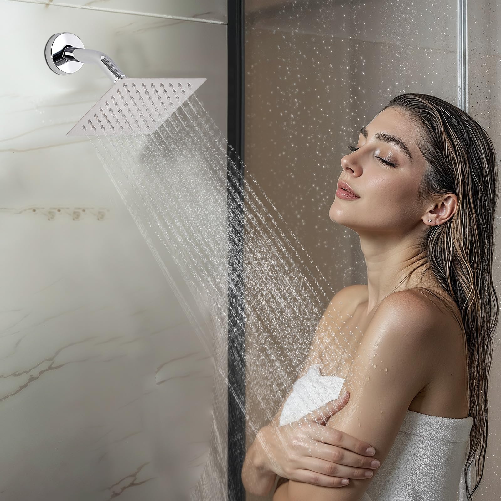 VEVOR Sistema de Grifería, con Ducha de Lluvia de 30 cm, Cabezal de Pared de 15 cm, Ducha de Mano 2 en 1, Cabezal de Lluvia Doble Giratorio 3 Funciones, Embellecedor de Latón, Termostato Cromado