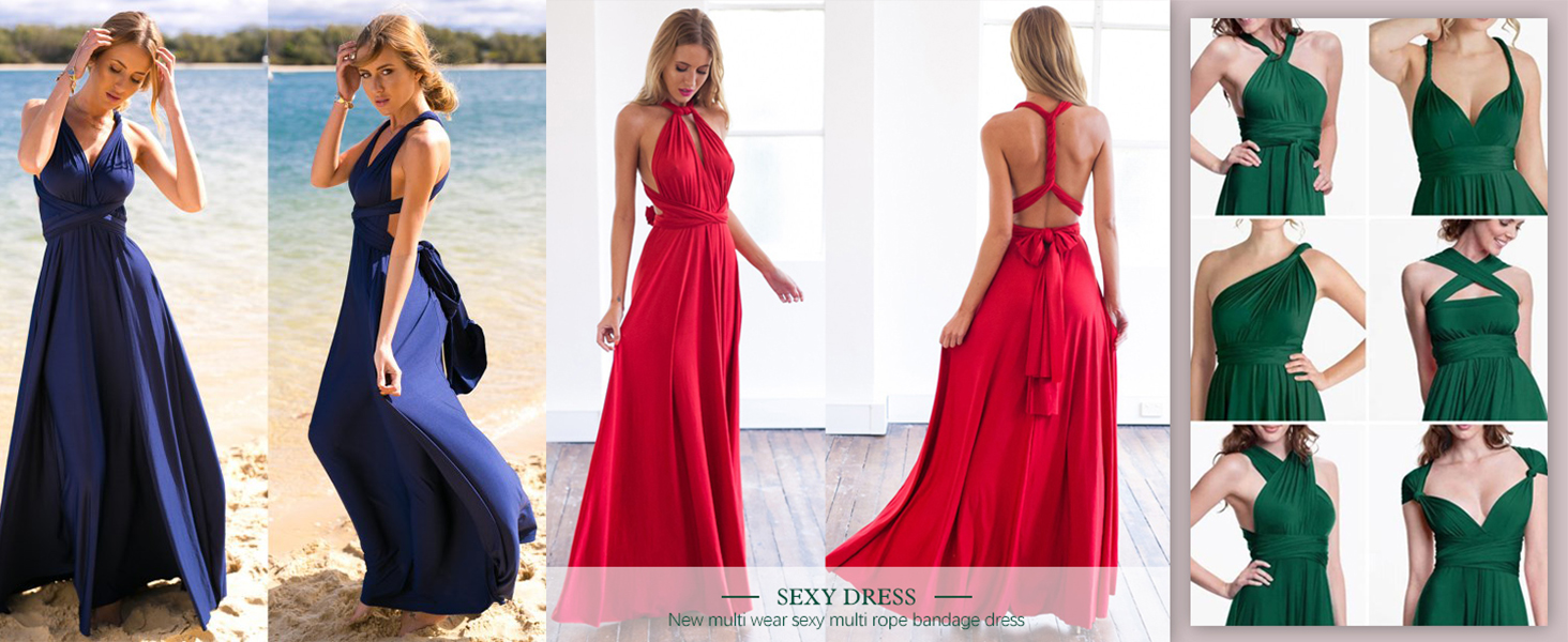 Amazon.com: Women Transformer Convertible Multi Way Wrap Long Prom