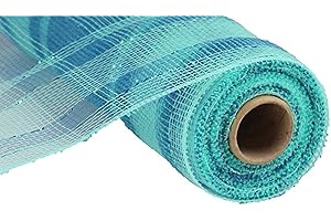 Plaid Metallic Deco Poly Mesh Ribbon 10" x 30ft (Aqua, Turquoise)