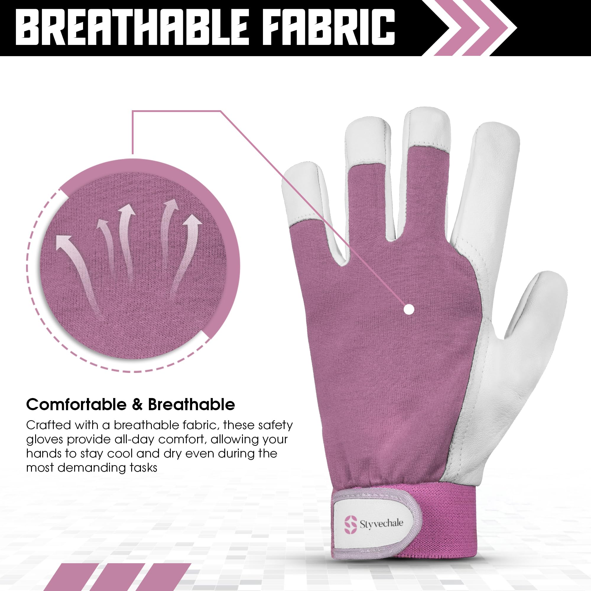 Gardening Gloves for Men & Women, Leather Palm & Breathable Spandex Back, Thorn-Proof Gardening Gloves - Image 3