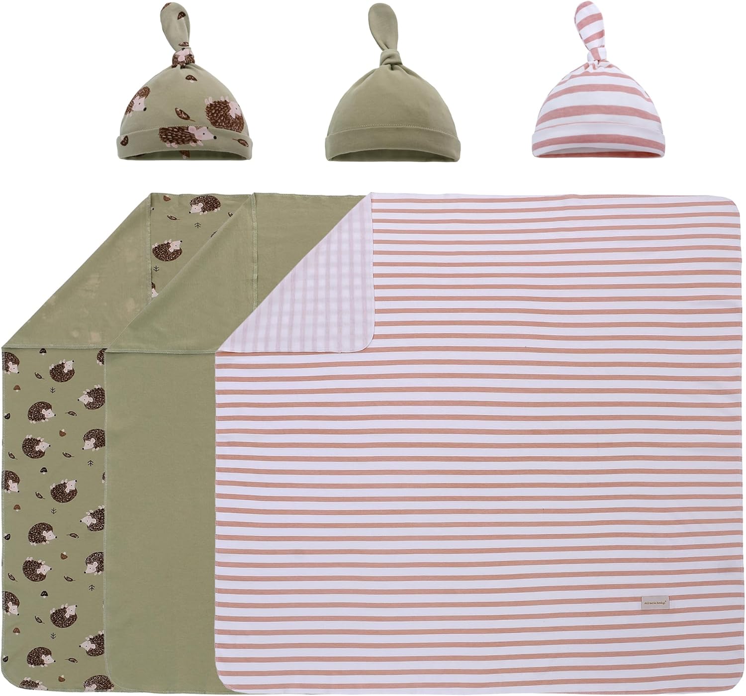 Baby Newborn Swaddle and Hat Set 3 Pack 100 Cotton Knitted