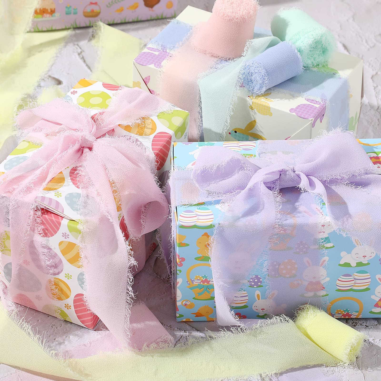 6 Rollen Handgefertigtes Fransenband Aus Chiffon – 3,8 Cm X 2,7 M, Bunt | Seidenähnlich & Rustikal | Für Blumen, Geschenke & Deko
