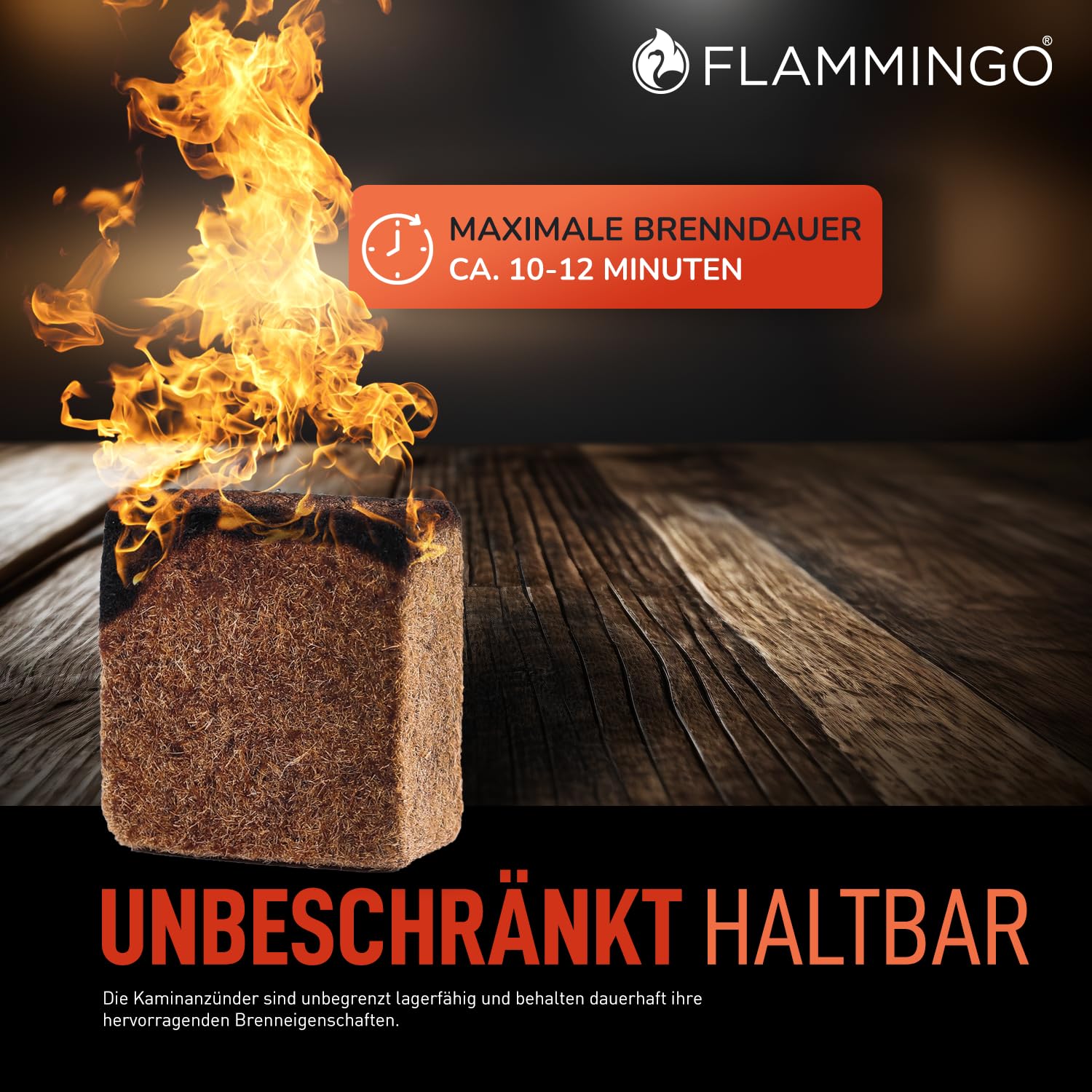 Flammingo® Ökologische Anzündwürfel, braun - ca. 875 Stk, 7 kg Karton - Brenndauer ca. 12 min pro Würfel, 27x27x15 mm - Grillanzünder, Kaminanzünder, Ofenanzünder, Anzündwürfel, Anzündwolle, Geruchlos