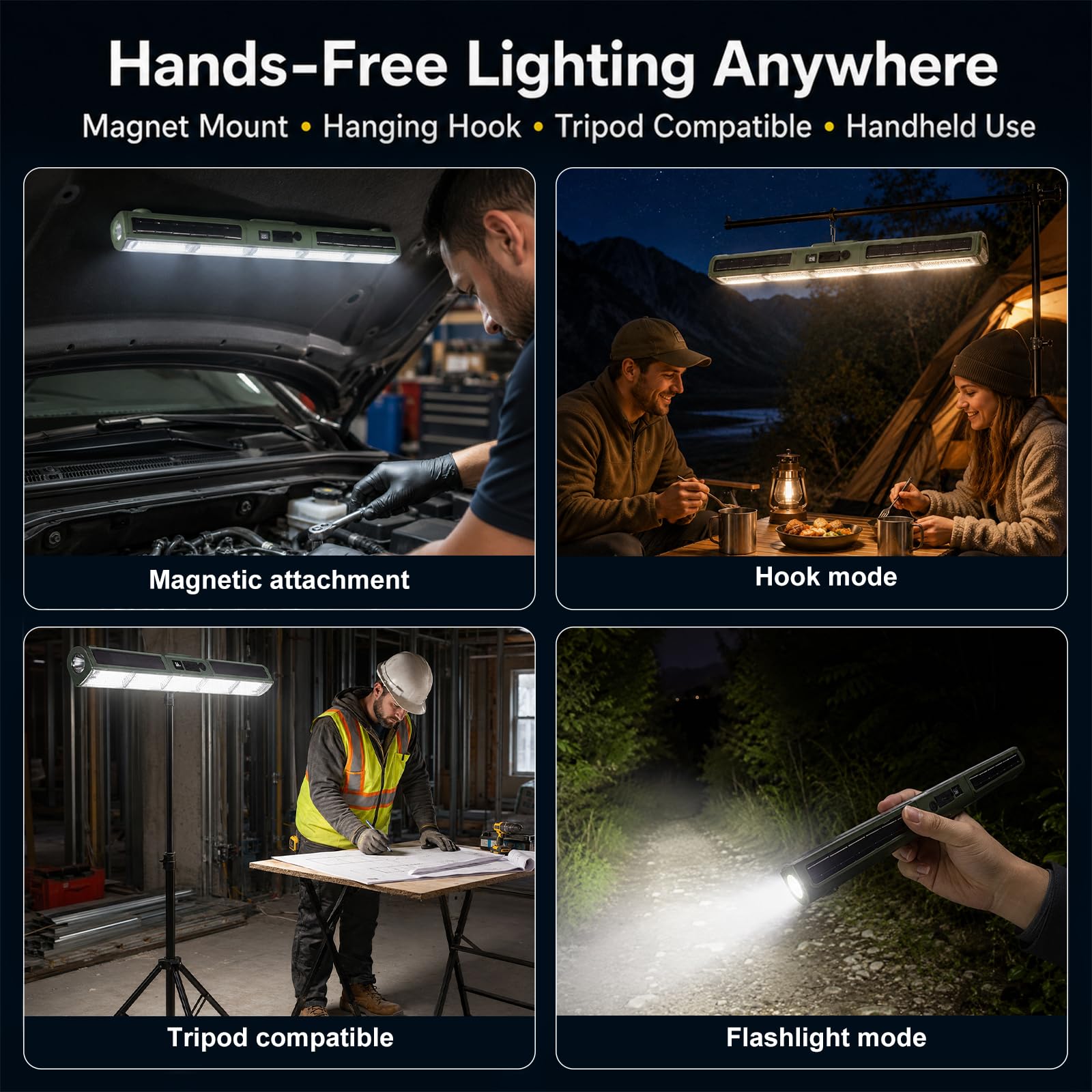 LETOUR Werkstattlampe, LED Akku 210 LEDs Arbeitsleuchte mit 7500mAh Werkstattlampe Arbeitslampe Werkstatt Magnet für Notlicht Stromausfall