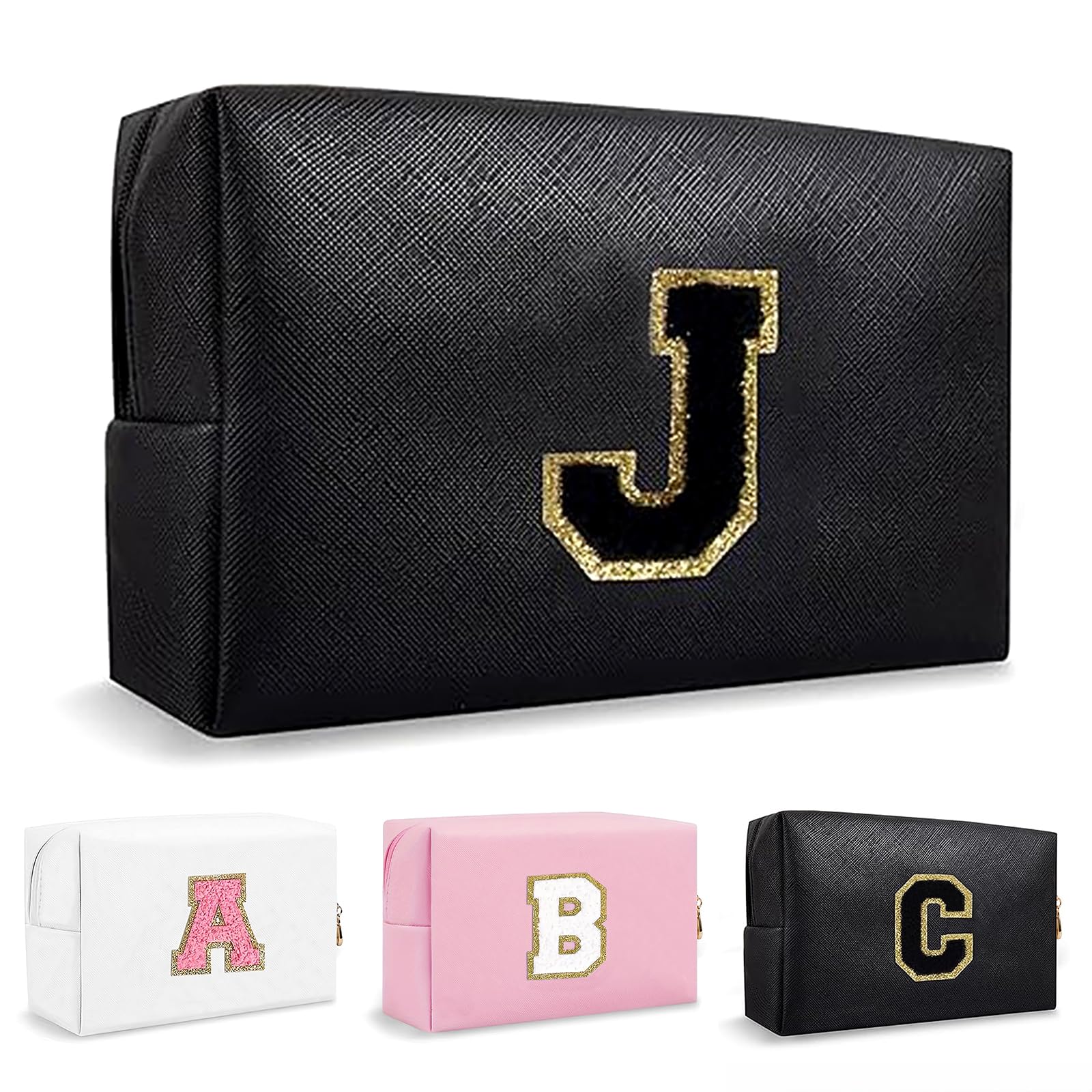 Bolsa de Maquillaje, Bolsa de Cosméticos Impermeable de Viaje, PU Cuero, Neceser de Baño, Bolsa De Aseo Y Almacenamiento para Mujer,Cosas Preppy para niñas Adolescentes (Letra A-Z) — view 200
