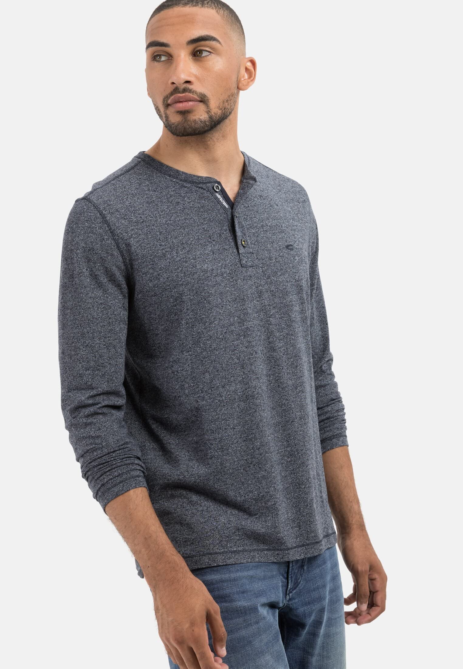 camel active Herren Henleyshirt im Regular Fit | Longsleeve Langarmshirt aus nachhaltiger Baumwolle perfekt für Alltag und Freizeit
