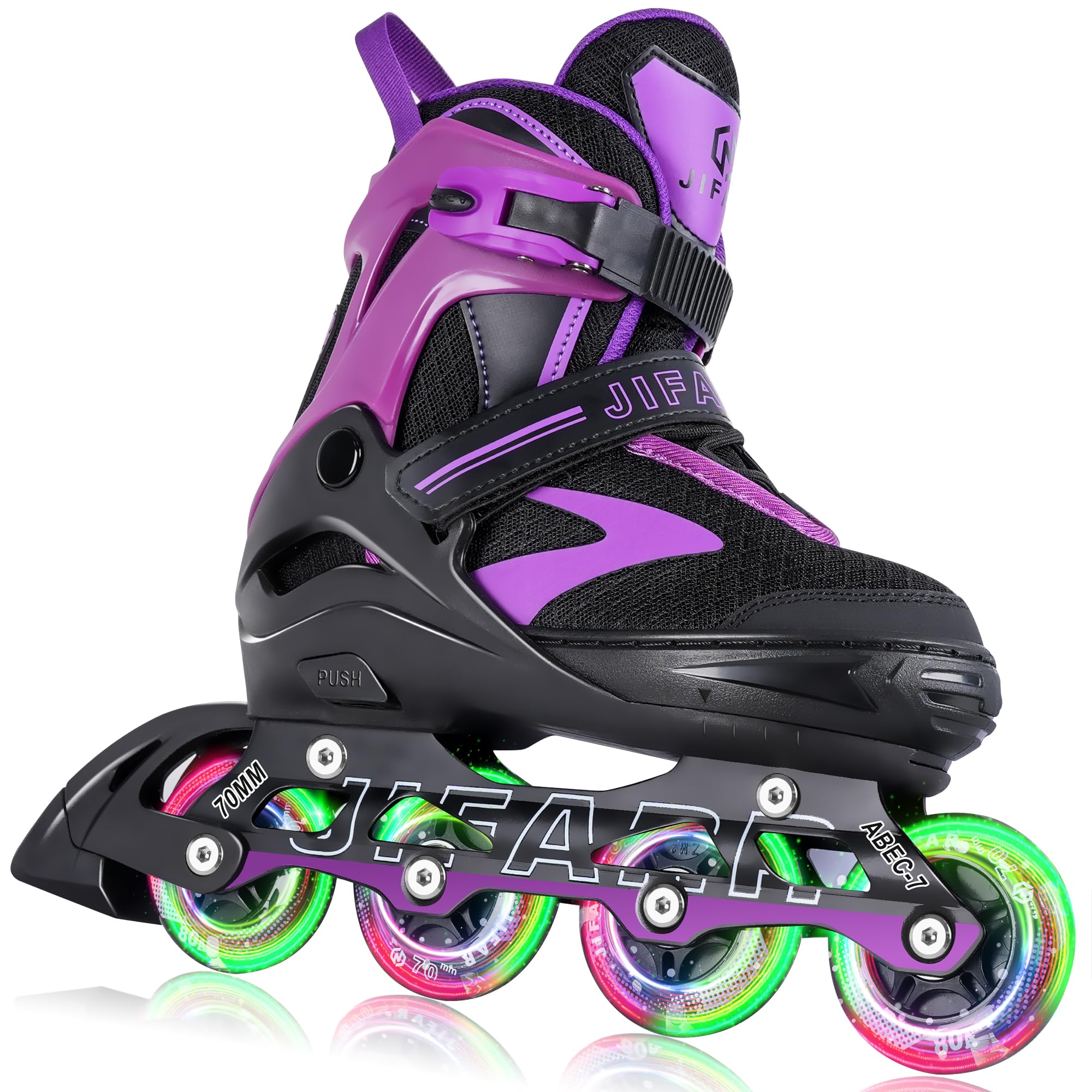 JIFAR Adjustable Inline Skates for Men and Women, Outdoor Roller Skates with Light Up Wheels for Girls Boys, Indoor&Outdoor Ice Skating Equipment Size (4-7 US)