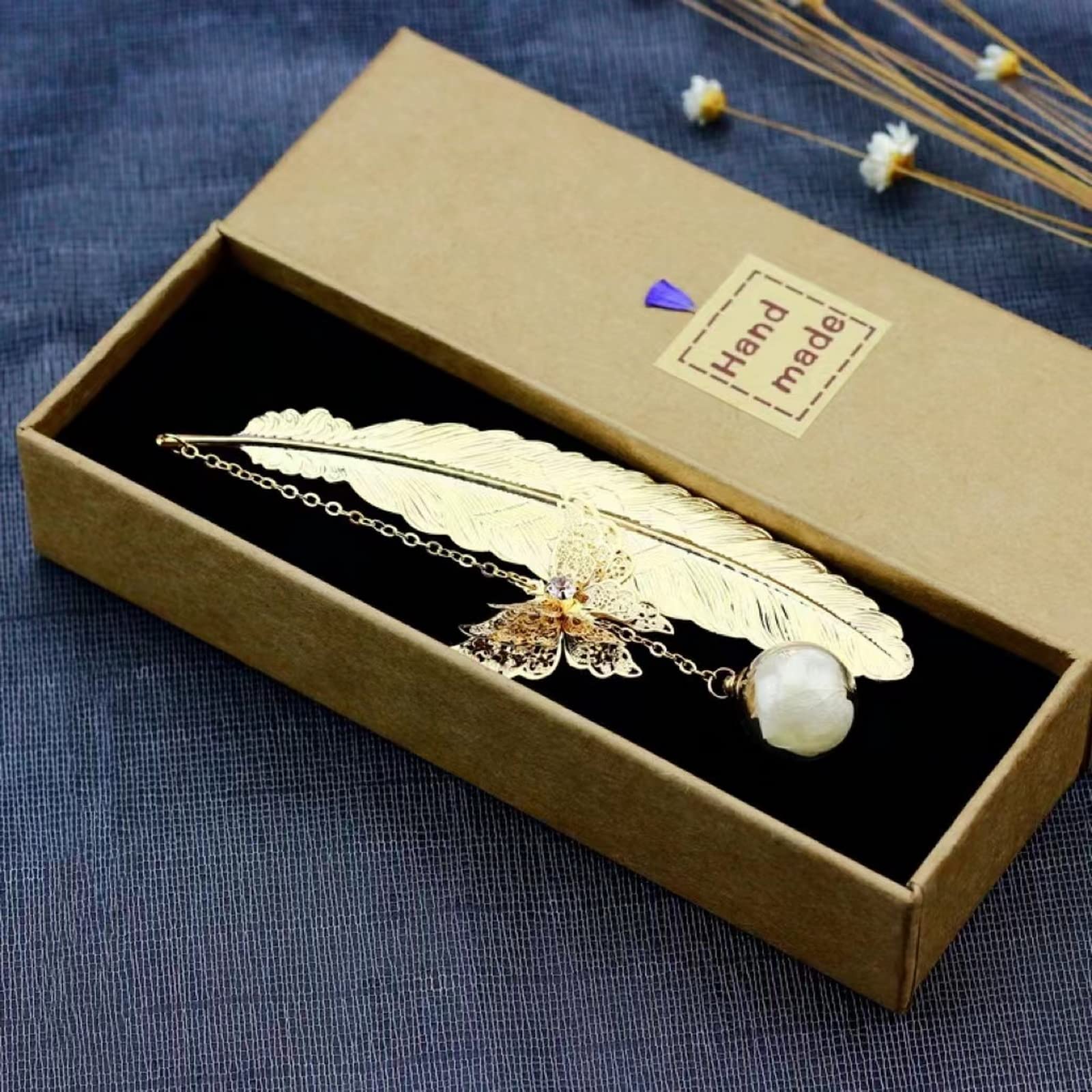 FLAFARY Metal Feather Bookmark Birthday Gift Women Teachers & Mothers Day, Butterfly Book Mark for Book Lover Readers Mom Lady, Back to School Supplies