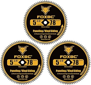 FOXBC 5 3/8 Inch Circular Saw Blade 78 Tooth for Paneling, Plastics, Vinyl Siding Cutting with 3/8