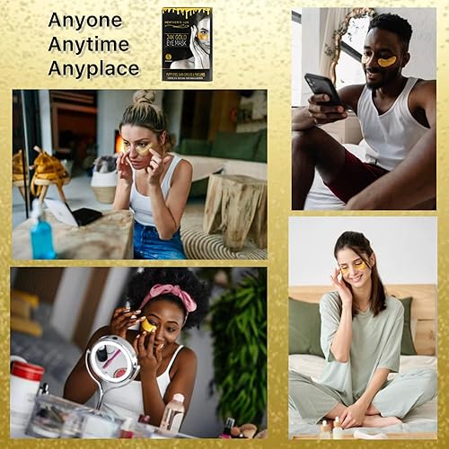 Miniatura 2 de Heather's Lux Máscaras de ojos de oro de 24 quilates para debajo de los ojos, geles para ojeras, ojos hinchados, hinchazón, arrugas, líneas finas,