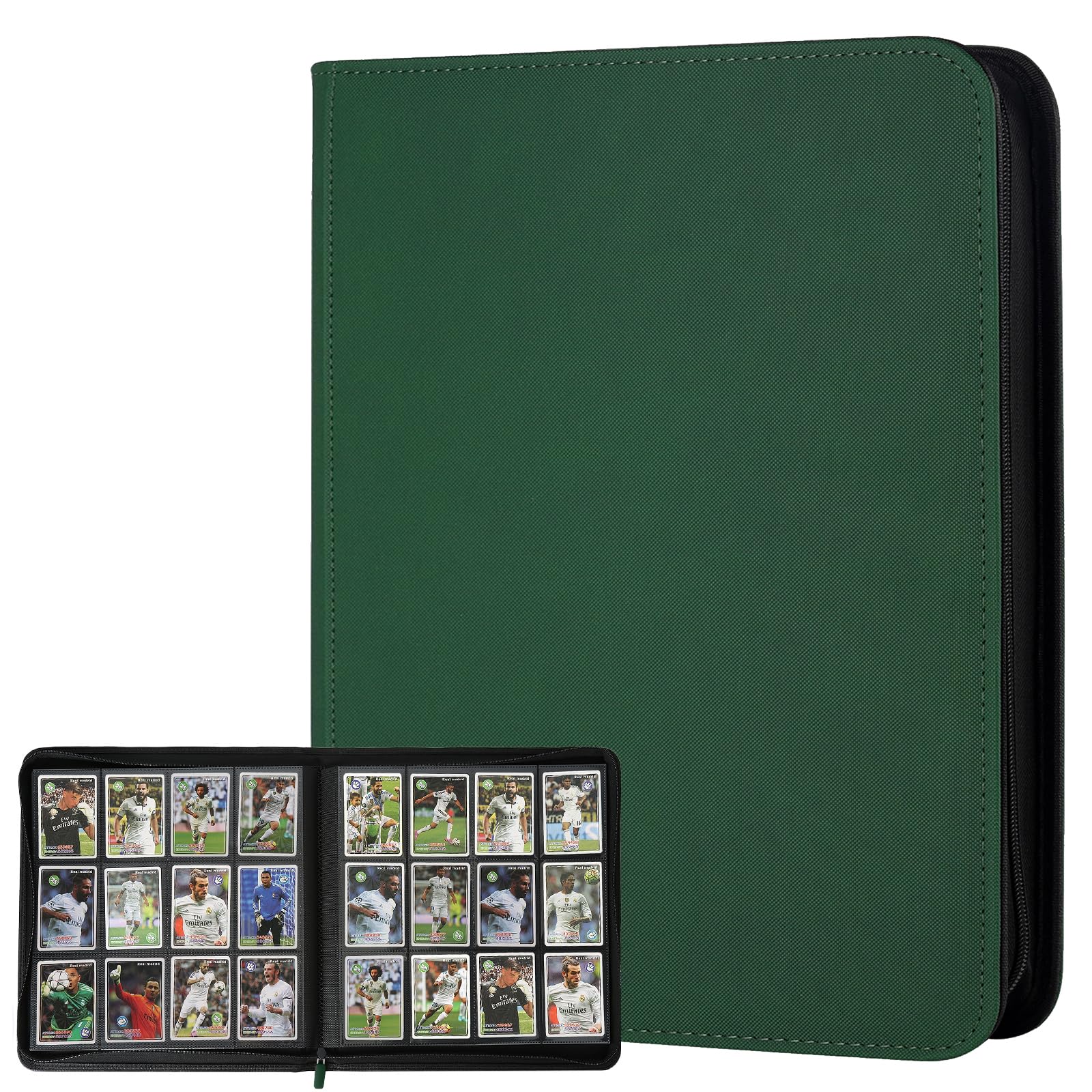Trading Card Binder 12 Pocket, GERMUN PU Cover Card Binder for 720 Cards, Premium Trading Card Holder Folders, Double Sided Pocket Card Album for MTG, TCG (Dark Green)