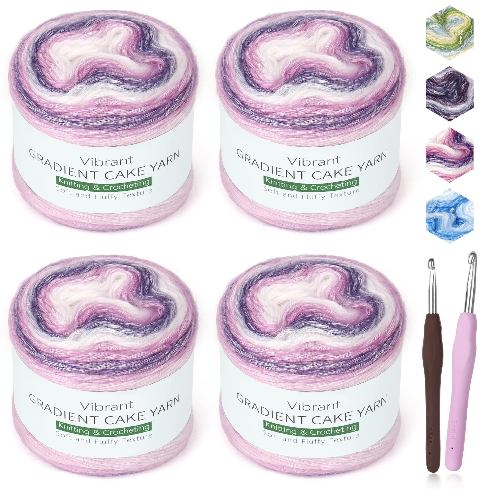 Katech Gradient Cake Yarn for Crocheting Knitting - Ombré Multicolor Soft Rainbow Cotton for Scarves, Shawls, Blankets, and Garments (C)