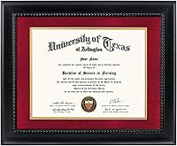 Vista 13 de GMFrames Marco para diploma de 8.5x11 con tapete o para mostrar certificados de 11x14 sin tapete, madera maciza, acabado en cerezo con intrincado