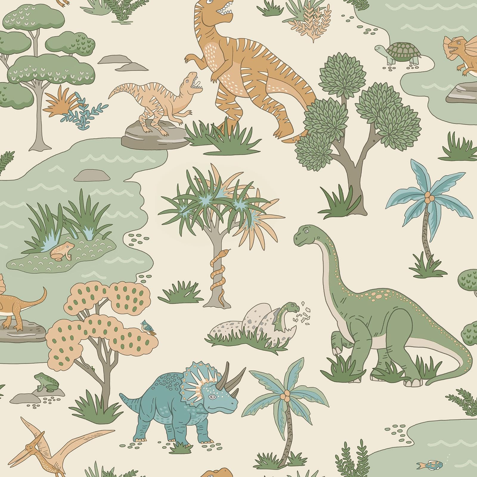Holden Décor Holden Decor Dino Zoo Cream Multicolour Wallpaper