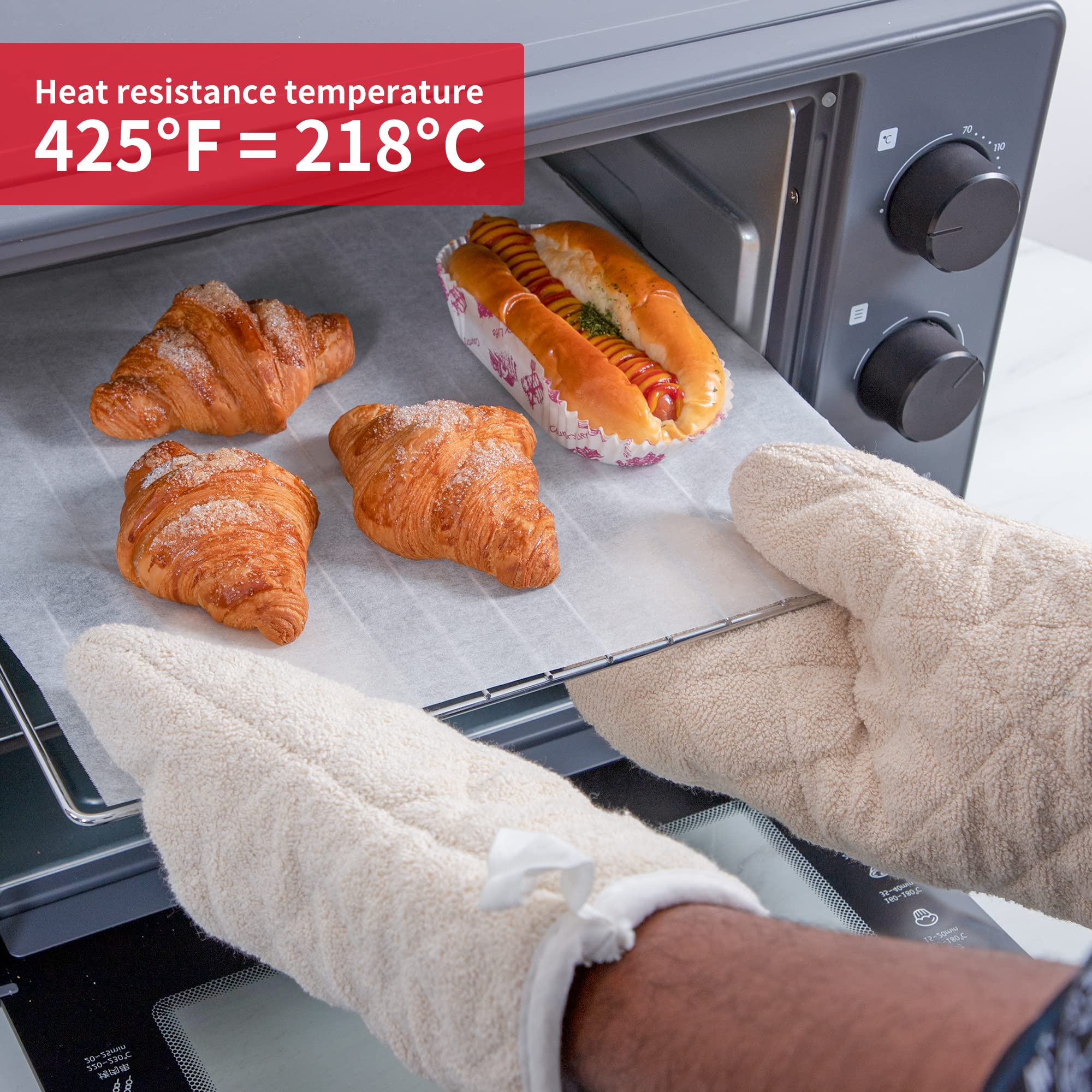 Bestjoy frotte rękawice kuchenne odporne na wysokie temperatury do 250°C 13 cali 100% bawełna, zestaw 2 szt