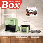 Gourmia 8 Qt Air Fryer, 8 Presets with Digital Display, FryForce 360° Technology, Easy View Window & Interior Light, Dishwasher Safe Basket, Green