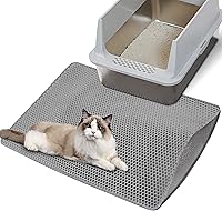 Citylife 30x21 Cat Litter Mat Double Layer Honeycomb Trapping Pad - Waterproof Non-Slip EVA Kitty Litter Box Mat Grey