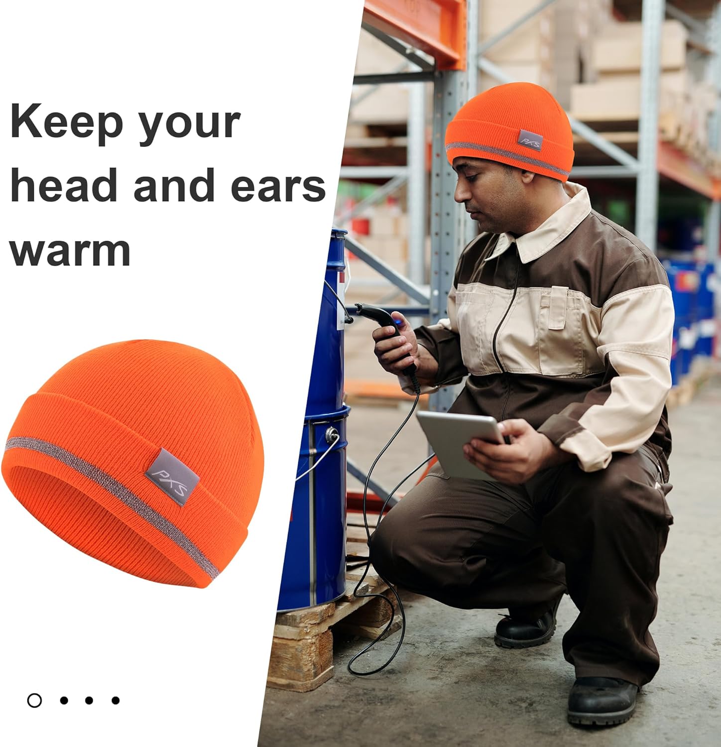 ProtectX High Visibility Safety Beanie, 360-Degree Reflective Comfortable Knit Beanie Headcover Hat, Warming Cap for Work - Image 4