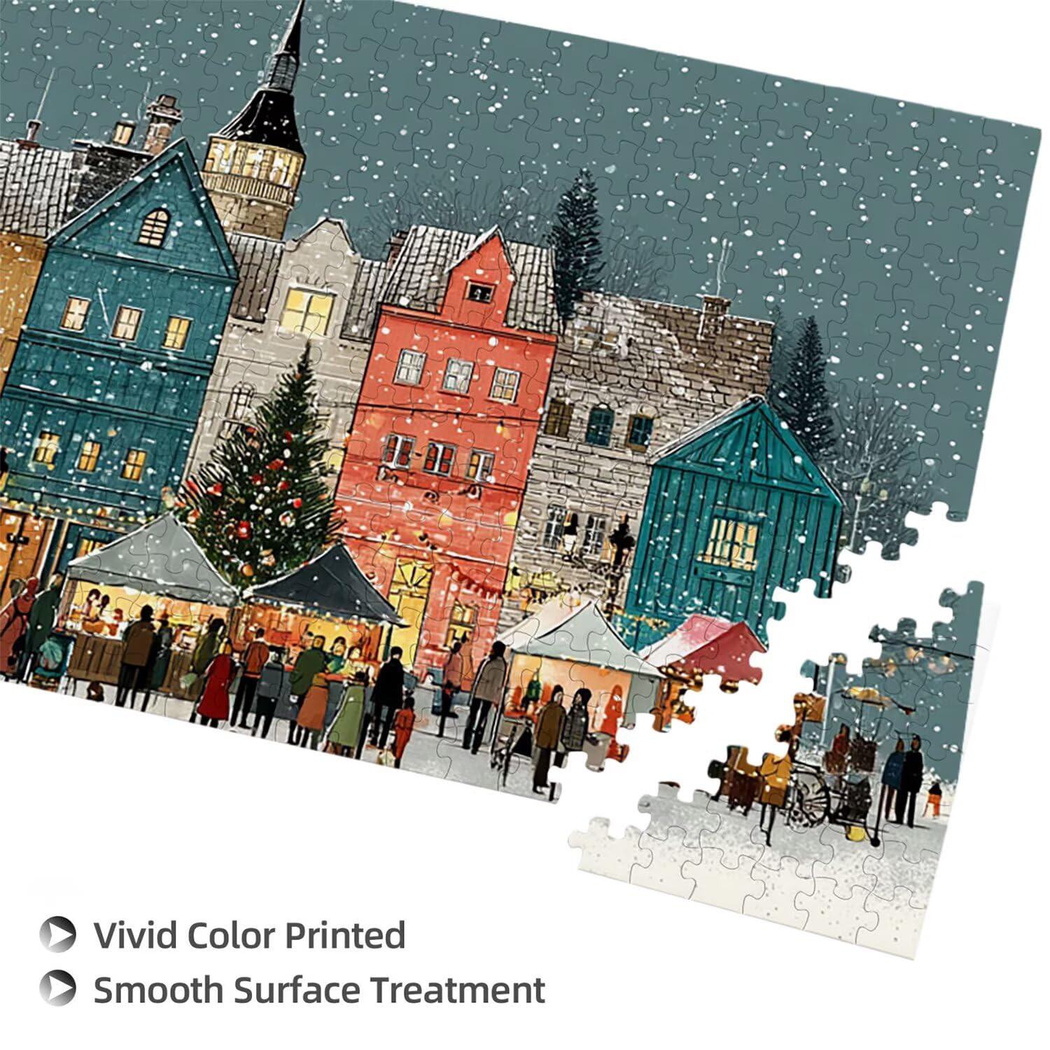 Puzzle dla dorosłych 1692 elementy, Świąteczny widok ulicy Puzzle, trudne, wymagające, puzzle idealnie pasują, napis na plecach, prezent dla seniorów (179x31cm) v-854