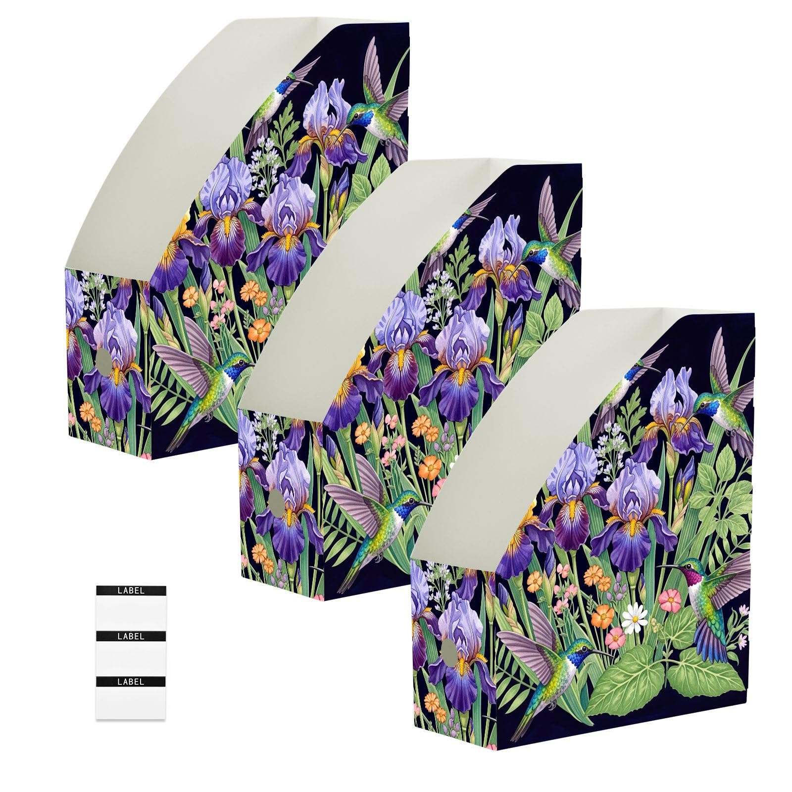 Accattivante raccoglitore verticale viola uccello acquerello