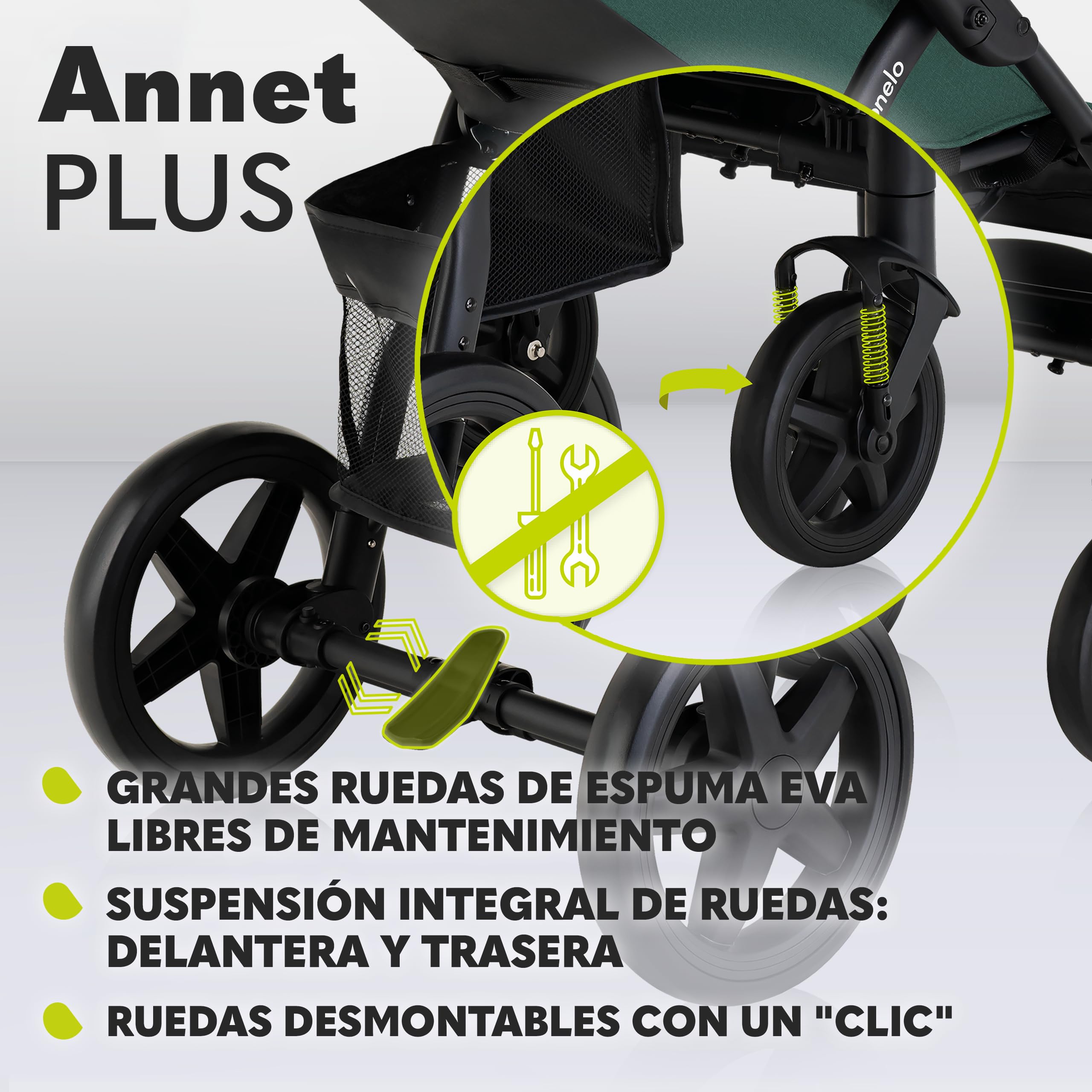 LIONELO Annet Silla de Pase Para niños hasta 22 kg 0-48M ajuste del respaldo hasta posición horizontal Capucha XXL Plegable fácil con ventana Mosquitera (Green)