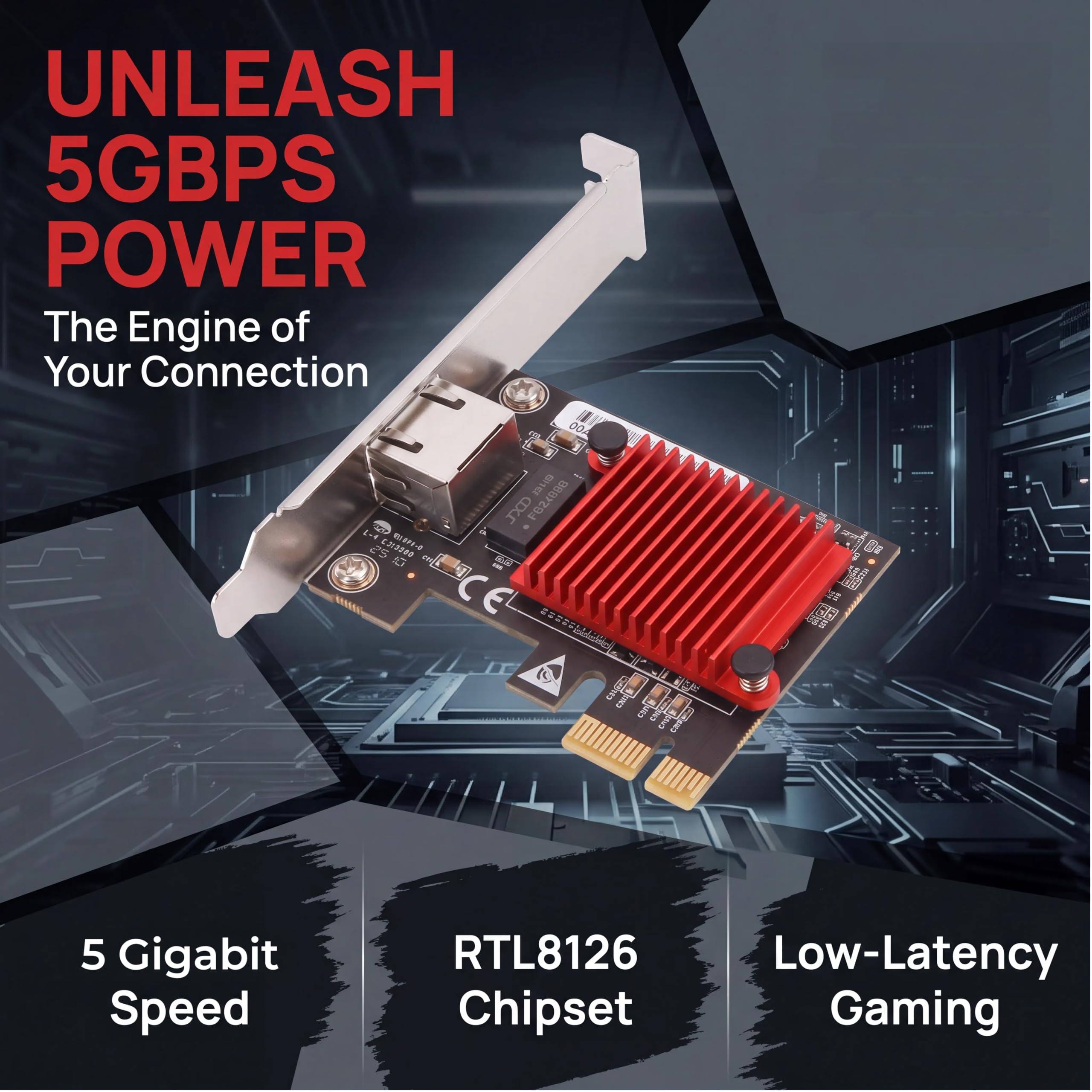 Scheda di rete PCIe da 5 Gbps, scheda Ethernet multi-Gigabit chip RTL8126 (5G/2,5G/1G/100Mbps) PCIe 3.1 X1, controller LAN RJ45 con avvio PXE, staffa a basso profilo per Windows/Linux