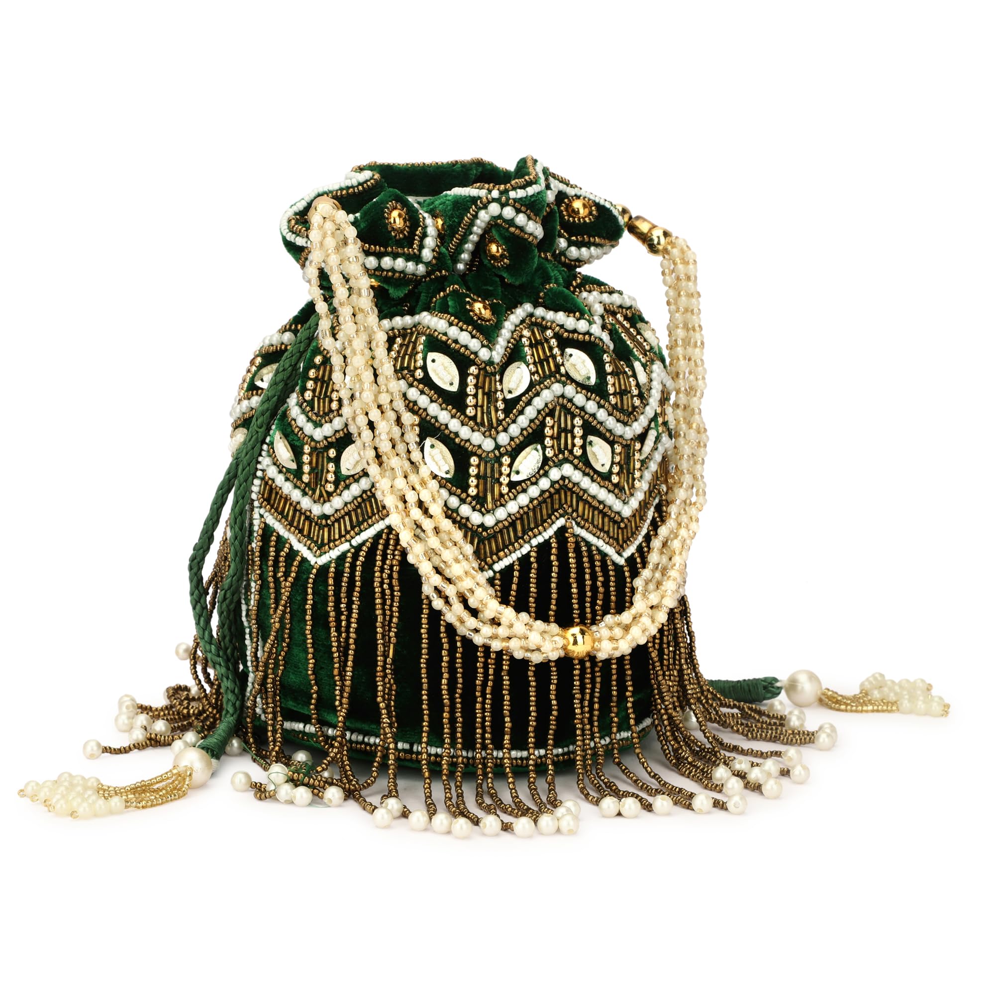 Designer Potli Bags for Ladies for Wedding Parties Mirror Embellished Embroidered Bag for Women