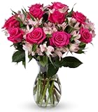 Benchmark Bouquets - Charming Roses & Alstroemeria &lpar;Glass Vase Included&rpar; - Fresh Flowers for Delivery - Gift for Graduation&comma; Birthday&comma; Anniversary&comma; Sympathy&comma; Get Well&comma; Congratulations