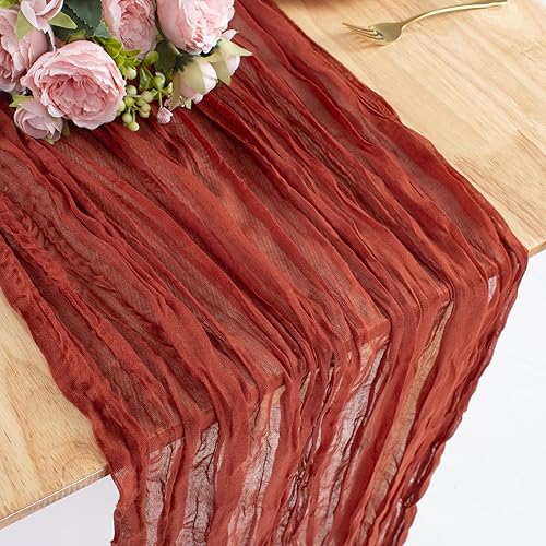 Miniatura 1 de Camino de mesa de gasa óxido, 1 camino de mesa de gasa de 10 pies, estilo bohemio, rústico, transparente, a granel, 120 pulgadas para bodas, baby