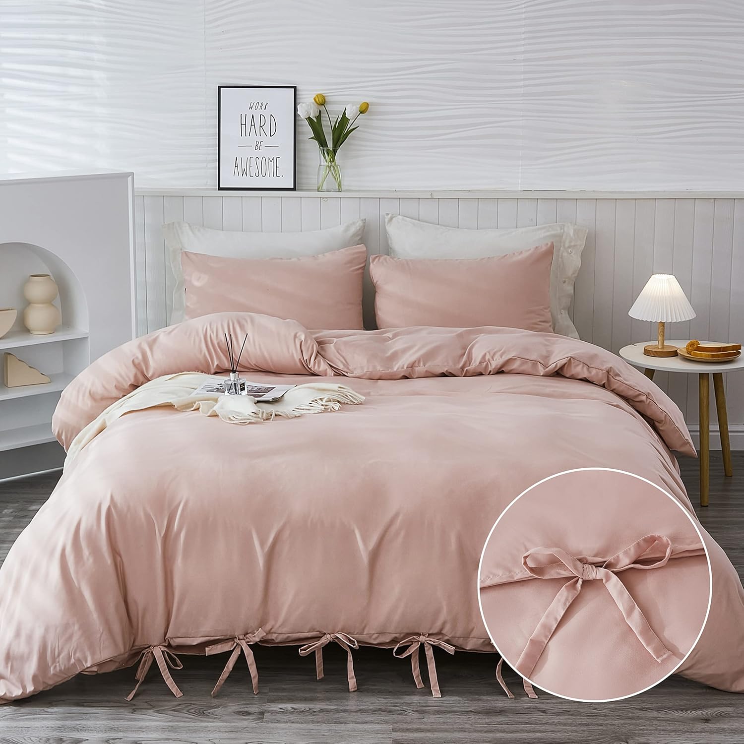 annadaif Pink Duvet Cover Queen (90x90 Inch), 3 Pieces (1
