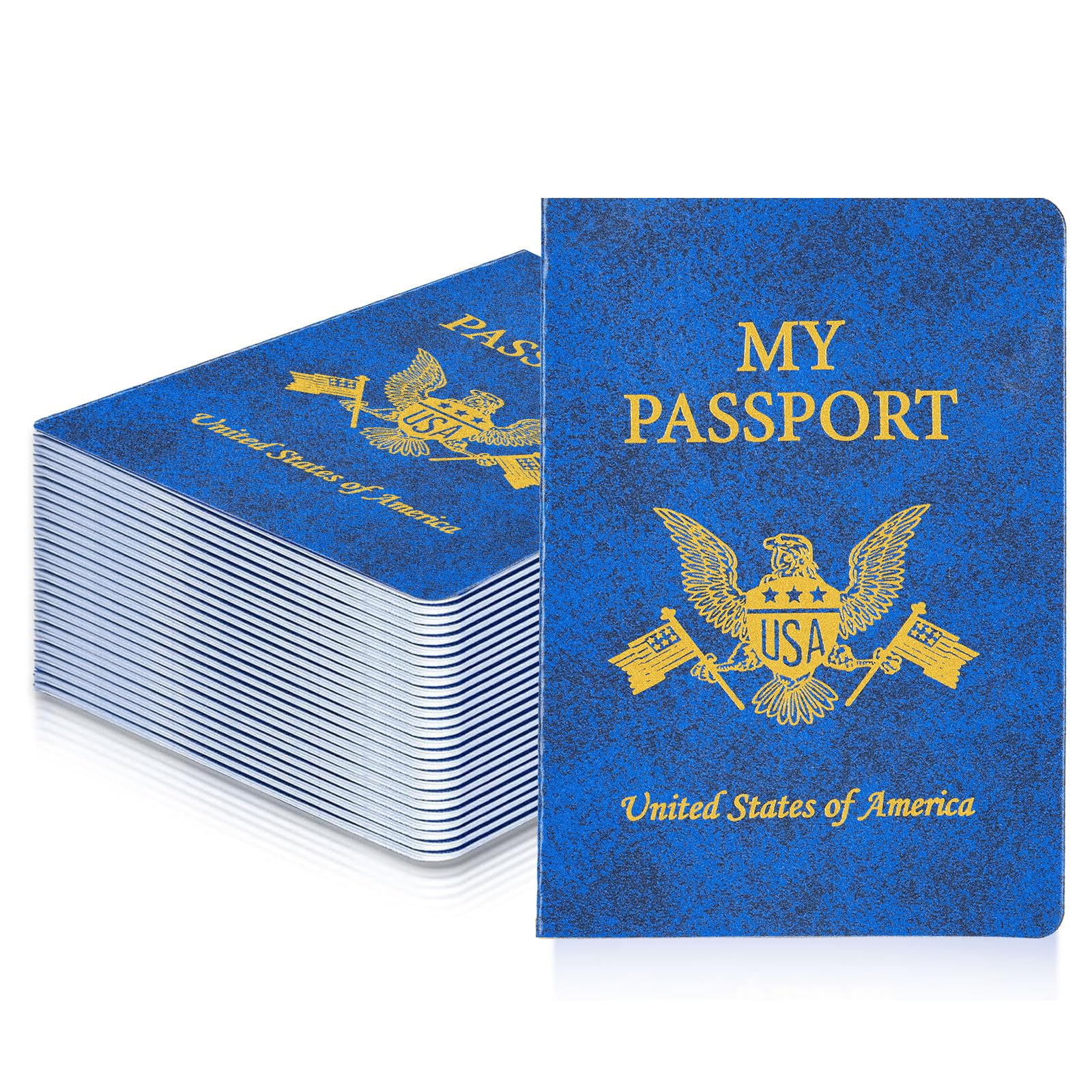 30 cuadernos de pasaportes en blanco para diario de viaje, sellos de pasaporte para niños, pasaporte falso para fiesta temática escolar, viajes mundiales, actividades de simulación, recuerdos de