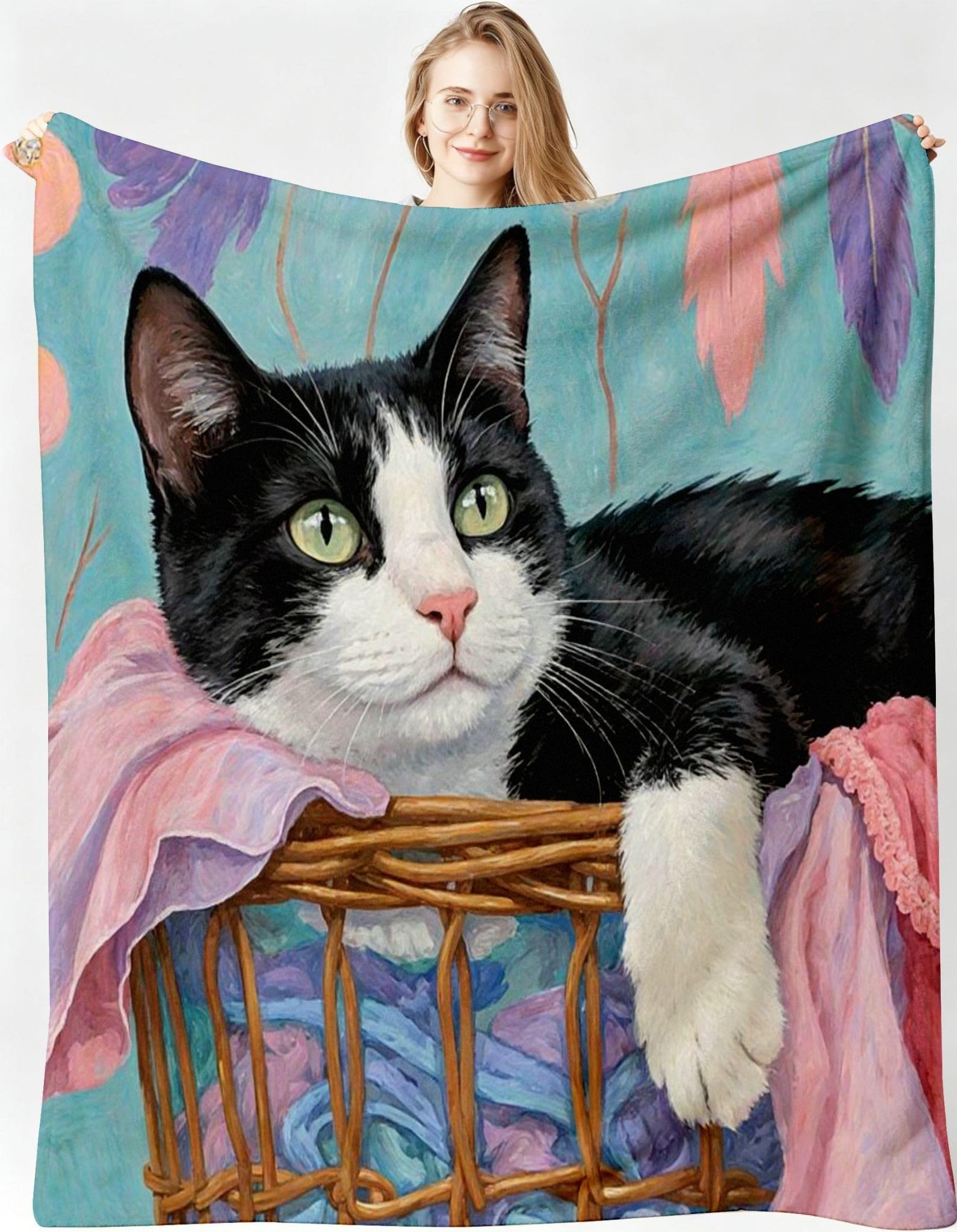 Mantas 3D 220x240cm Gato Animal Franela Frazada para Cama 150-A325