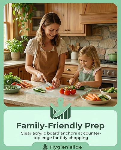 Miniatura 7 de Tabla de cortar acrílica con borde de mostrador, tabla de cortar transparente para preparación de cocina, fácil transferencia de alimentos,