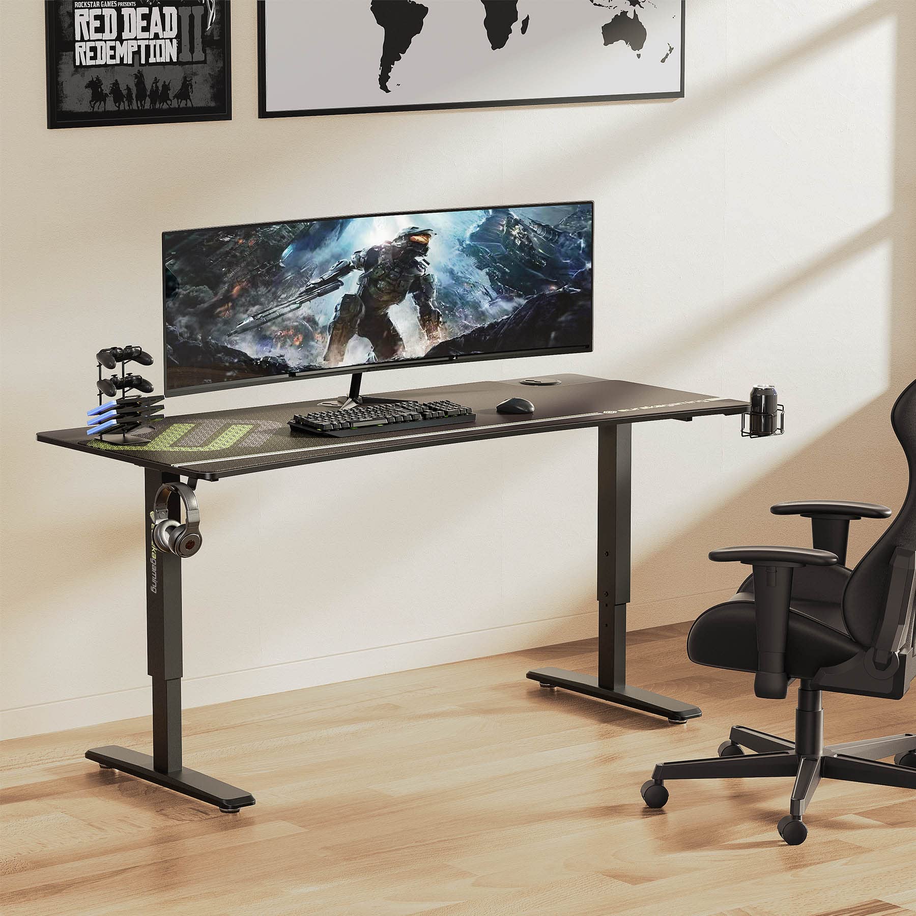 EUREKA ERGONOMIC 63 Inch Large Manual Height Adjustable Computer Gaming